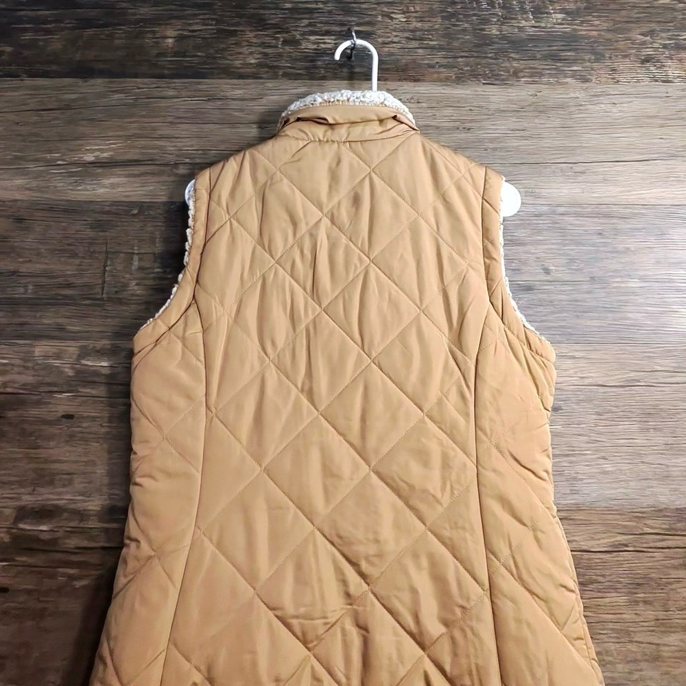 Free Country Tan Quilted Fur Sherpa Linen Vest - Picture 7 of 7